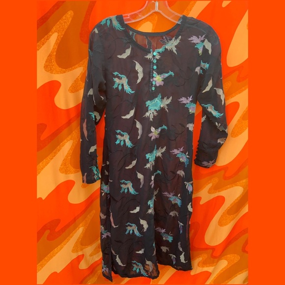 black sheer embroidered dress